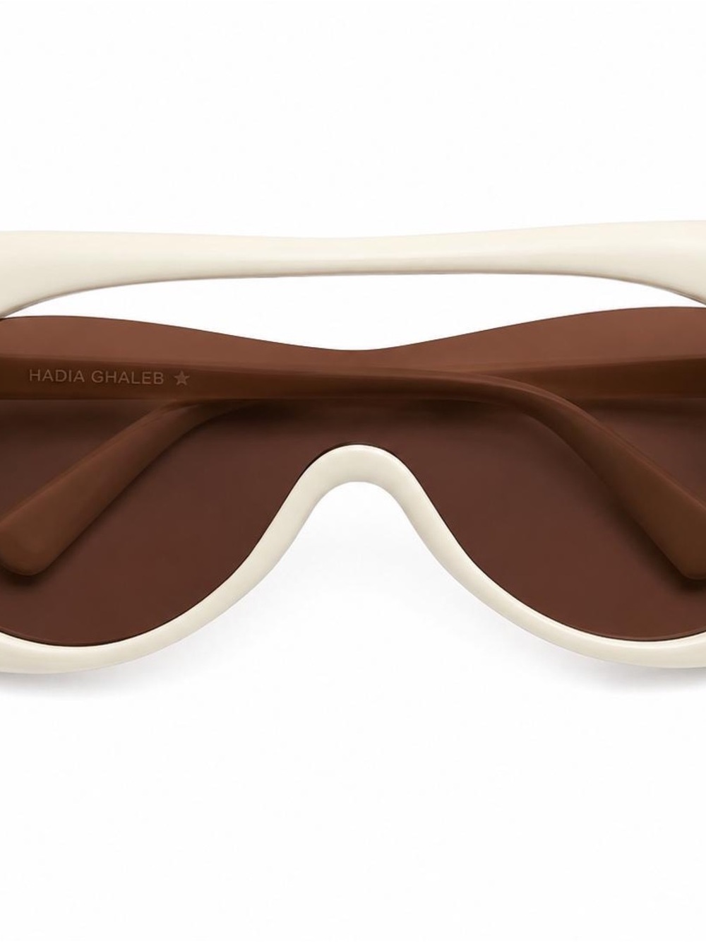 Cream Frame Sunglasses with Brown Shield Lenses